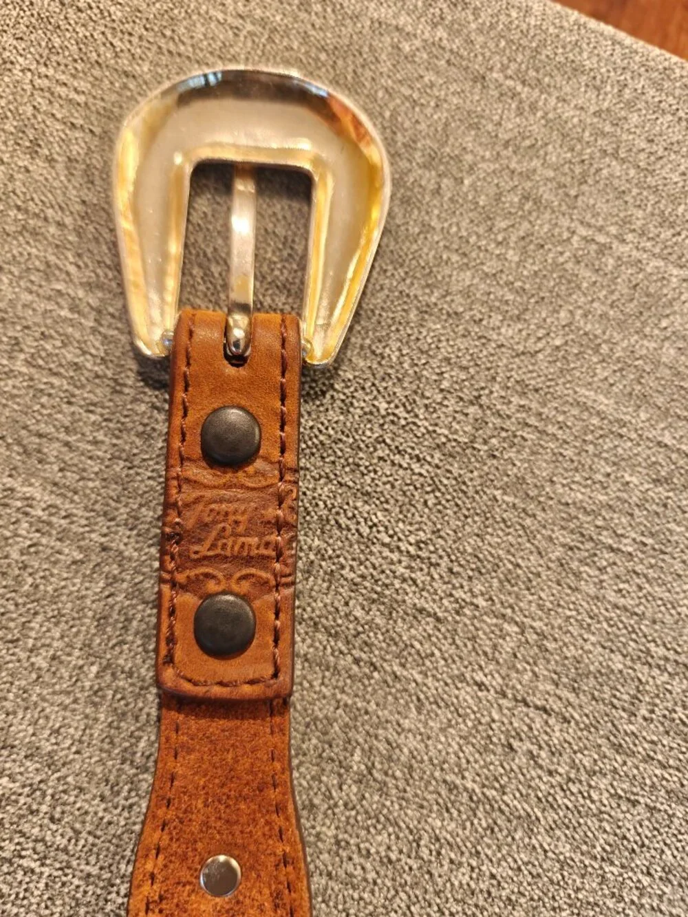 Vintage Tony Lama Kids Western Leather Belt Silver Medallions C9069 Size 22